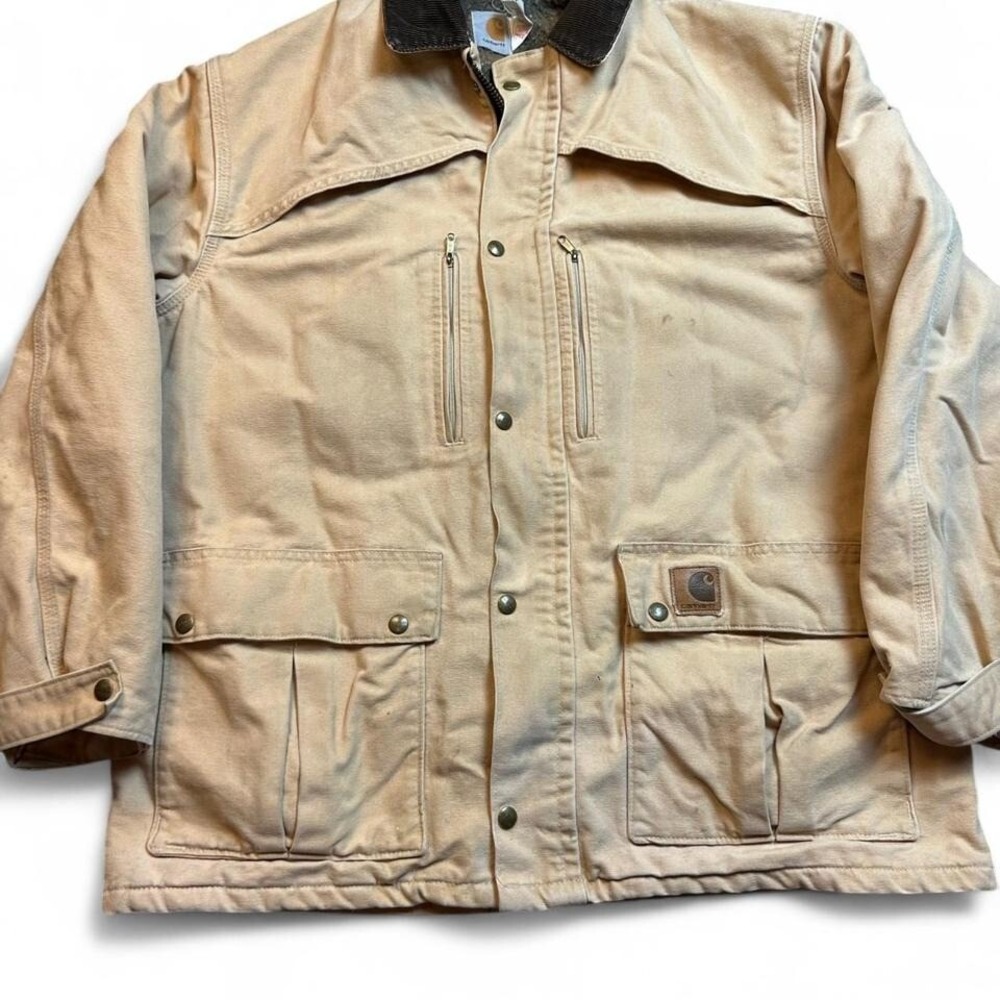 Vintage Carhartt Canvas Work Coat Jacket Size large CB2595 flaw read